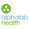 Alphalab Health logo with green and blue colors on a white background