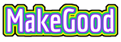 Colorful 'MakeGood' logo on a green background