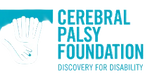 Logo of the Cerebral Palsy Foundation with a blue background and white hand icon.