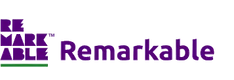 Logo of Remarkable with 'Re' in green and 'Remarkable' in purple on a white background